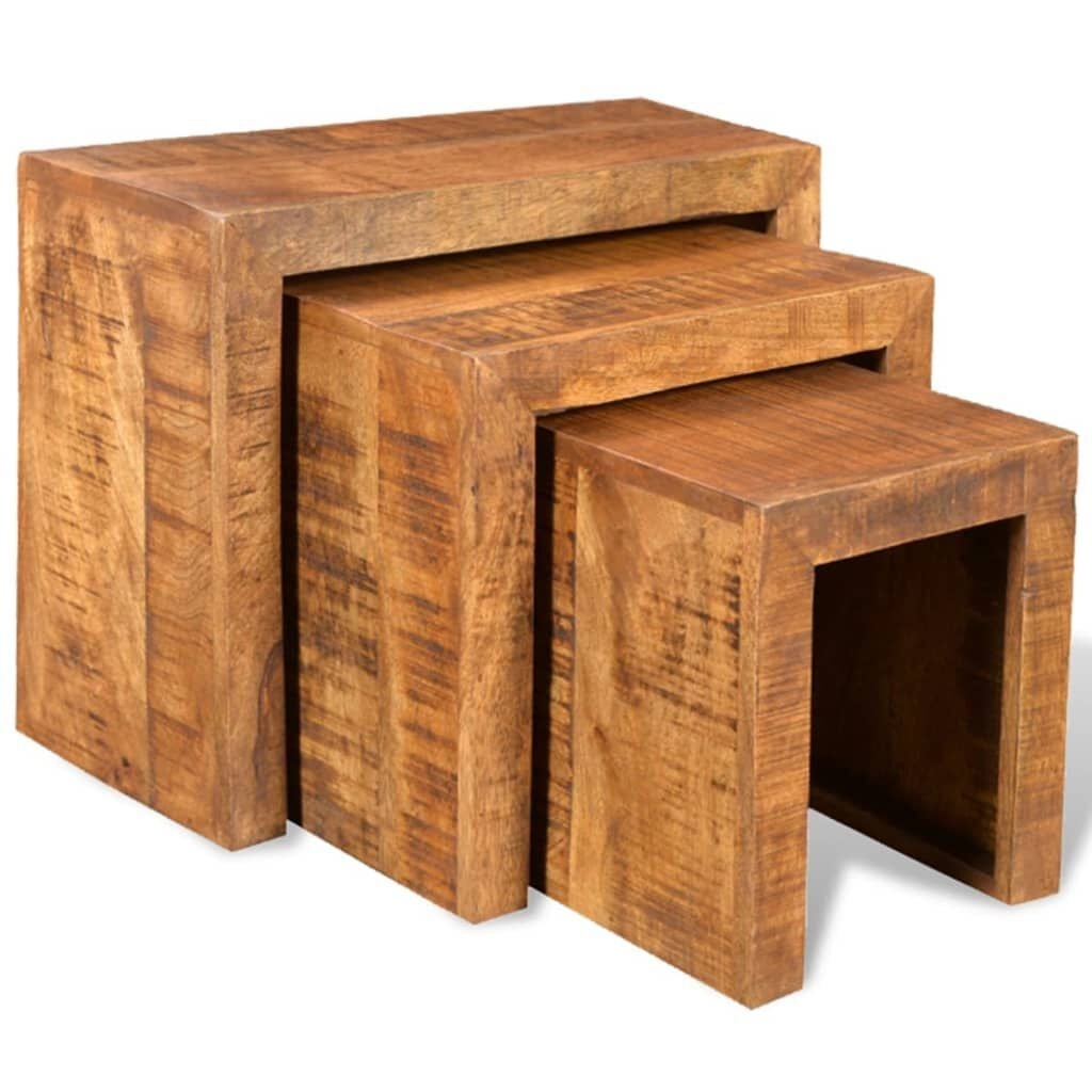 VidaXL Bijzettafeltjes Set 3x Massief Mangohout - 35% Korting