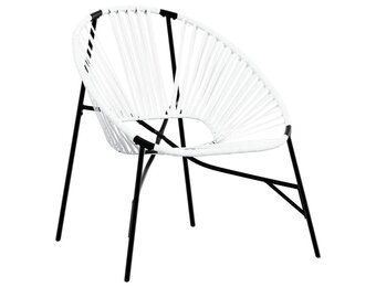 VidaXL Egg Tuinstoel van Poly Rattan - Zwart/Wit - 33% Korting