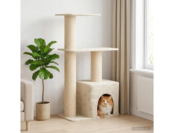 Kattenboom Crèmekleurig 133 cm met Sisal Krabpalen - 34% Korting!