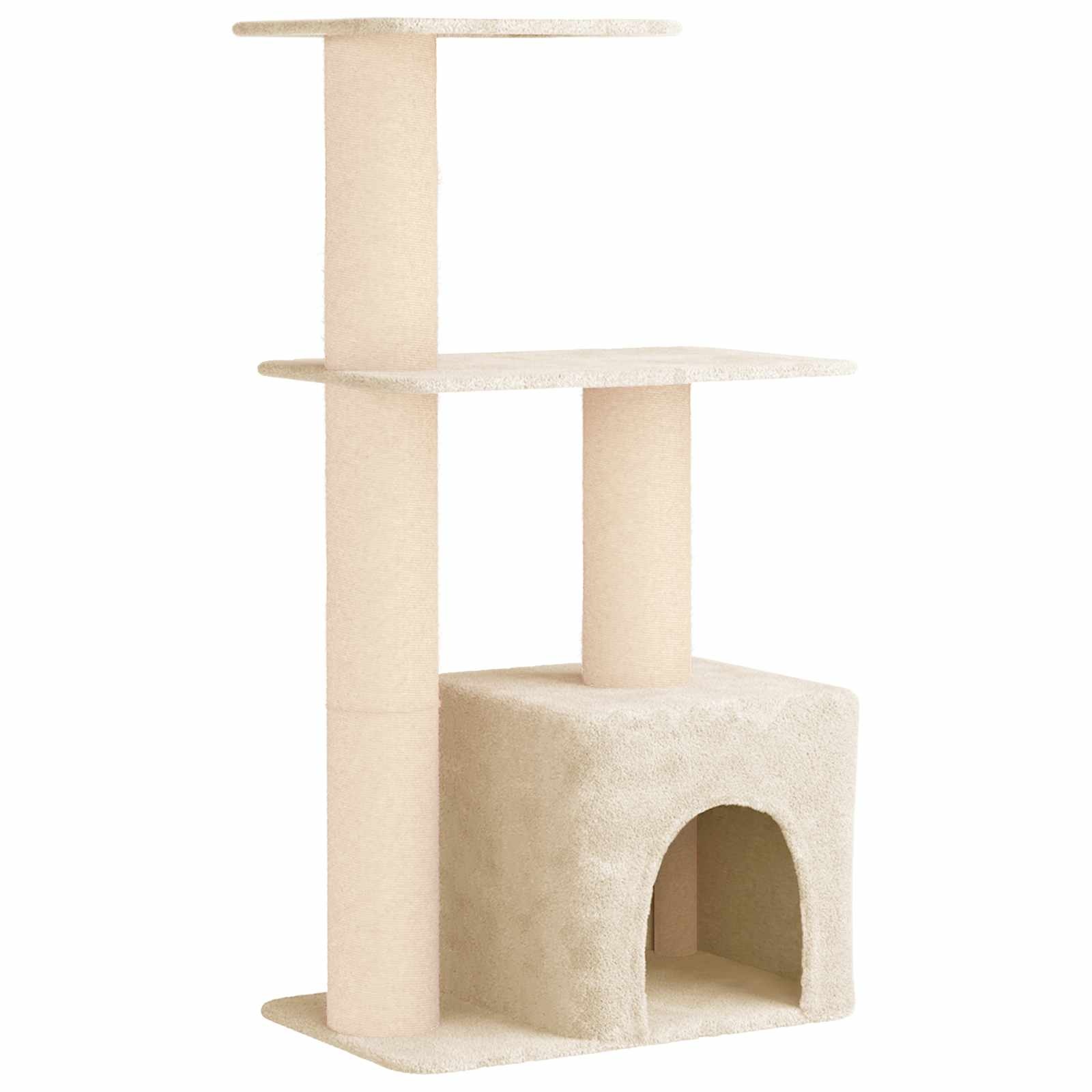 Kattenboom Crèmekleurig 133 cm met Sisal Krabpalen - 34% Korting!