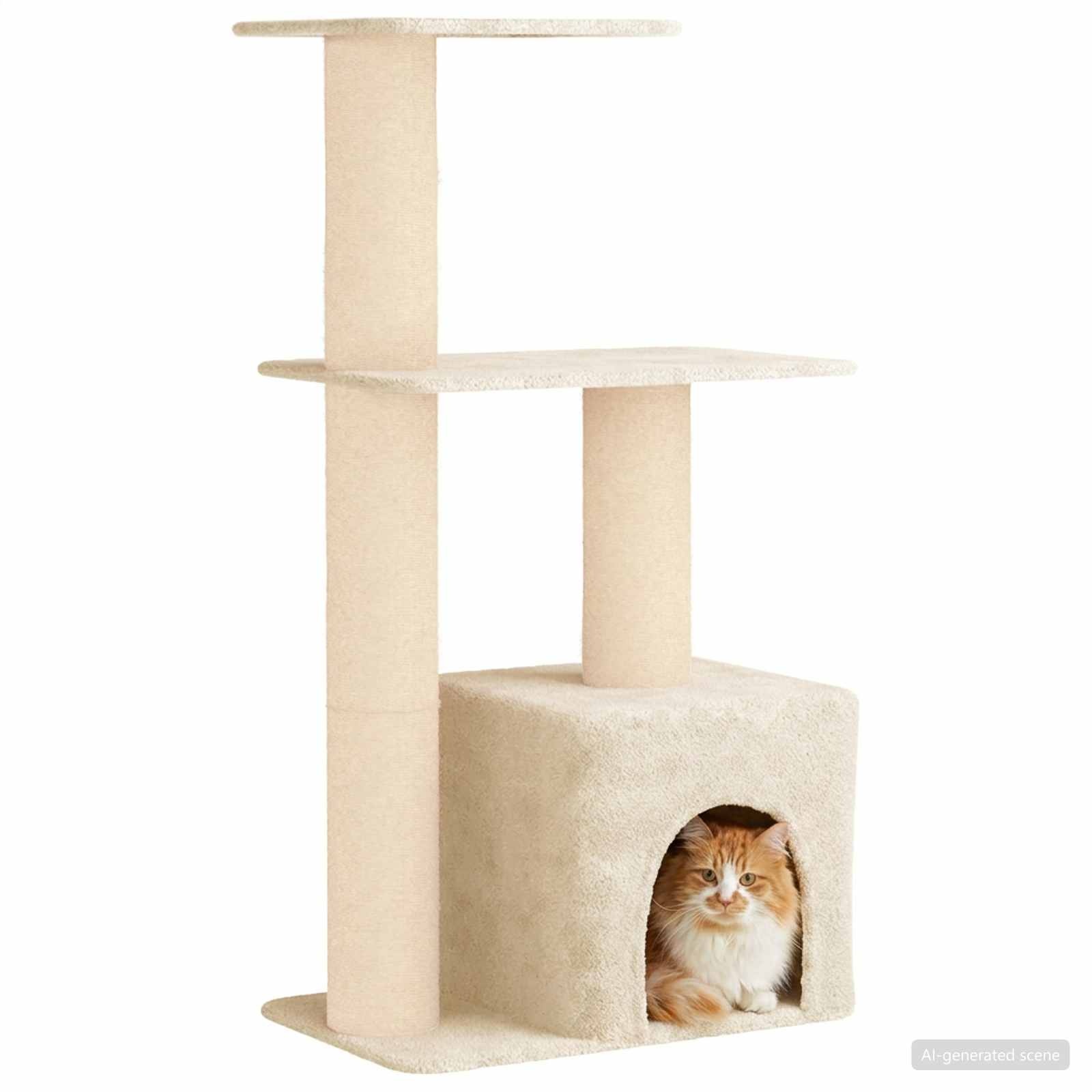 Kattenboom Crèmekleurig 133 cm met Sisal Krabpalen - 34% Korting!