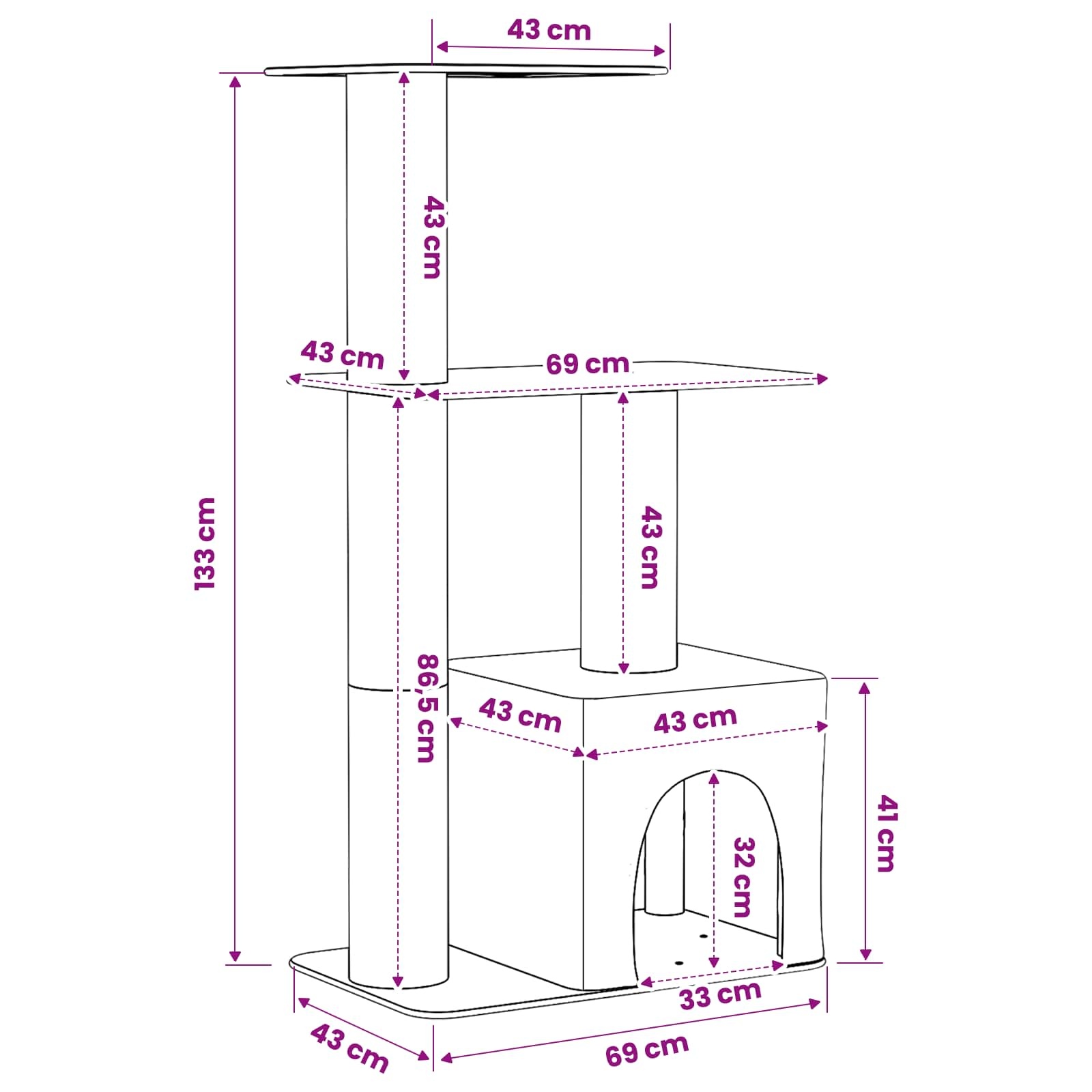 Kattenboom Crèmekleurig 133 cm met Sisal Krabpalen - 34% Korting!