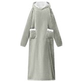 XL Grijze Deken Hoodie van Fleece en Flanel - 33% Korting