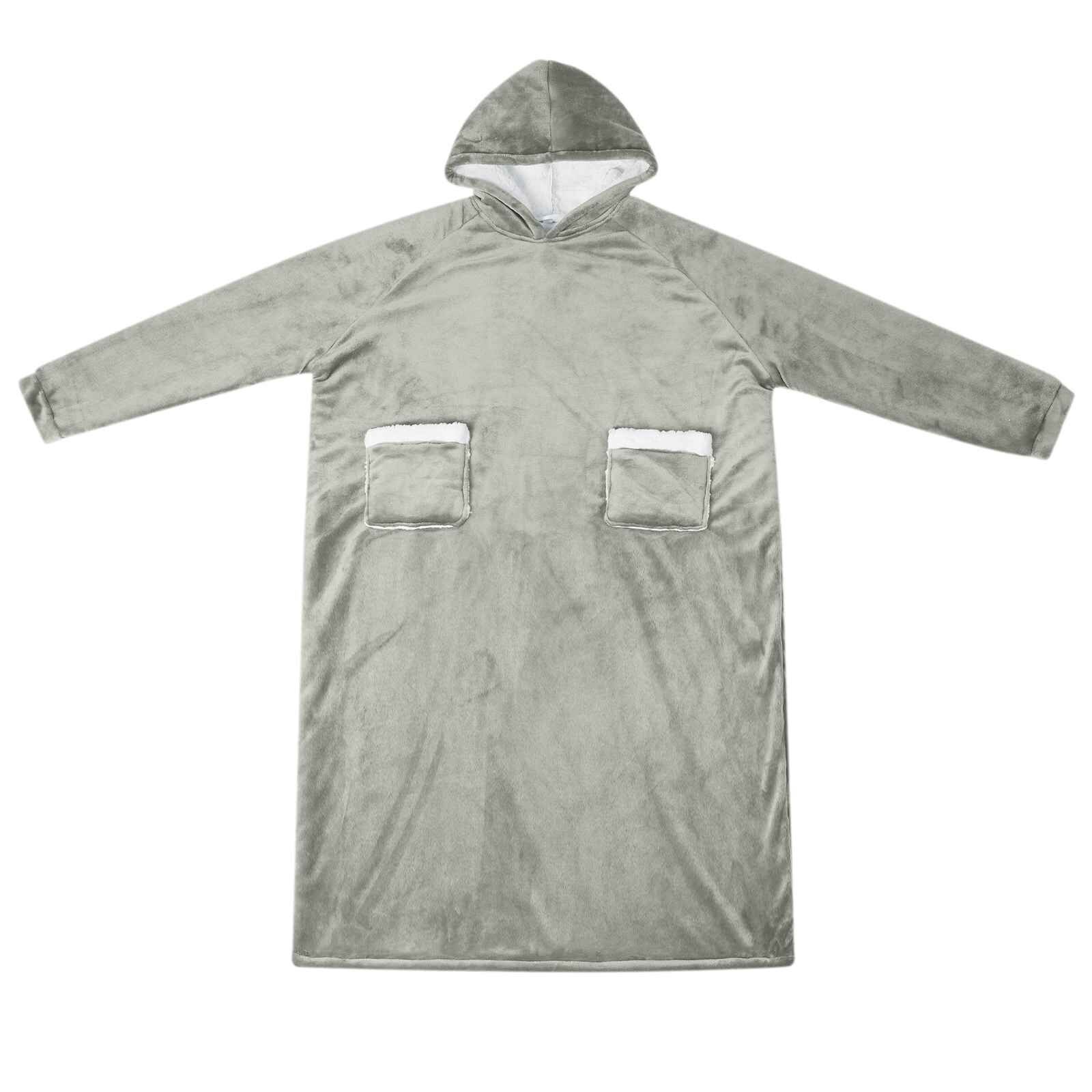 XL Grijze Deken Hoodie van Fleece en Flanel - 33% Korting