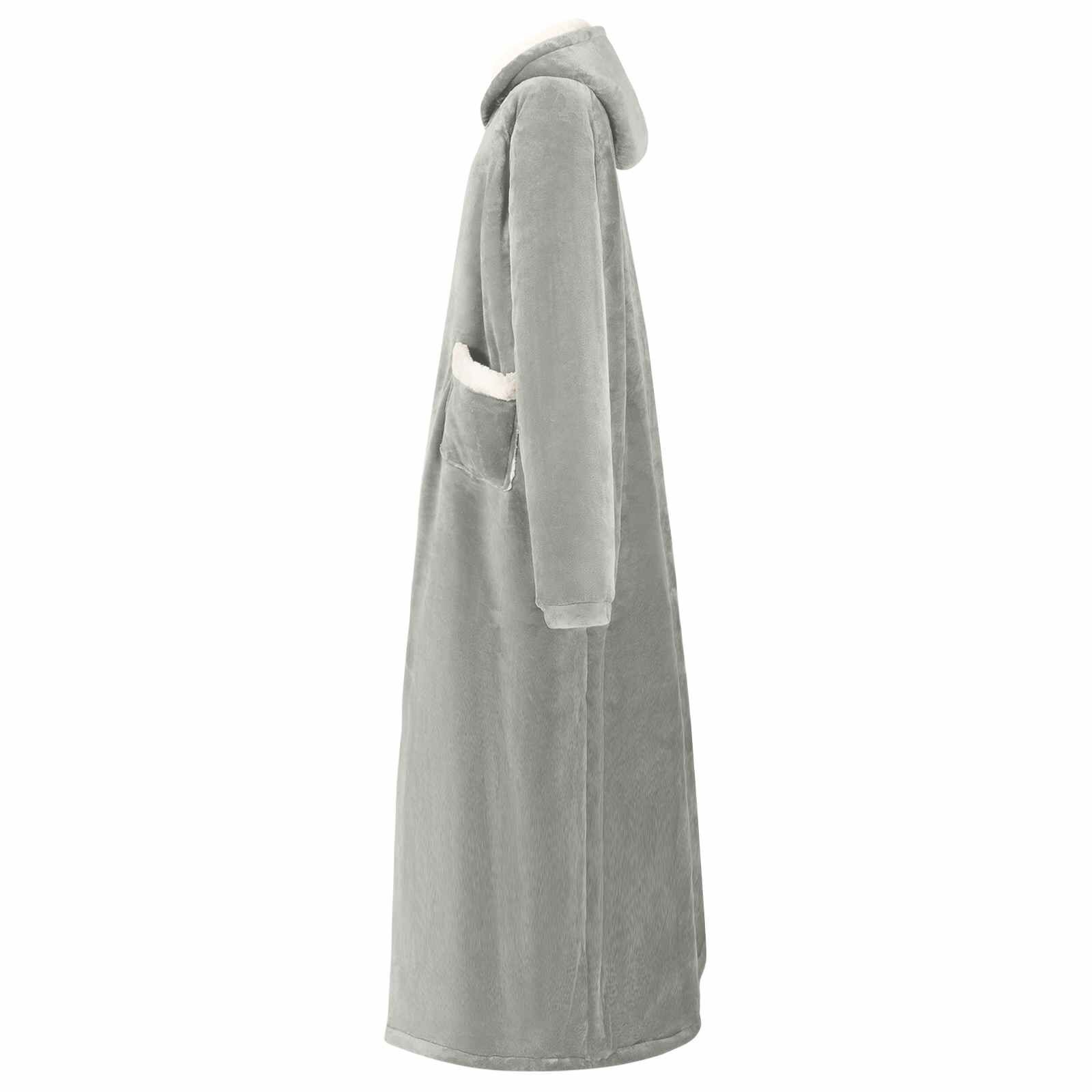 XL Grijze Deken Hoodie van Fleece en Flanel - 33% Korting
