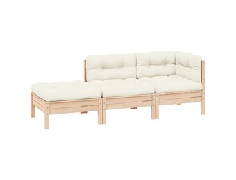 vidaXL Loungeset Grenenhout Crèmekleurige Kussens - 35% Korting