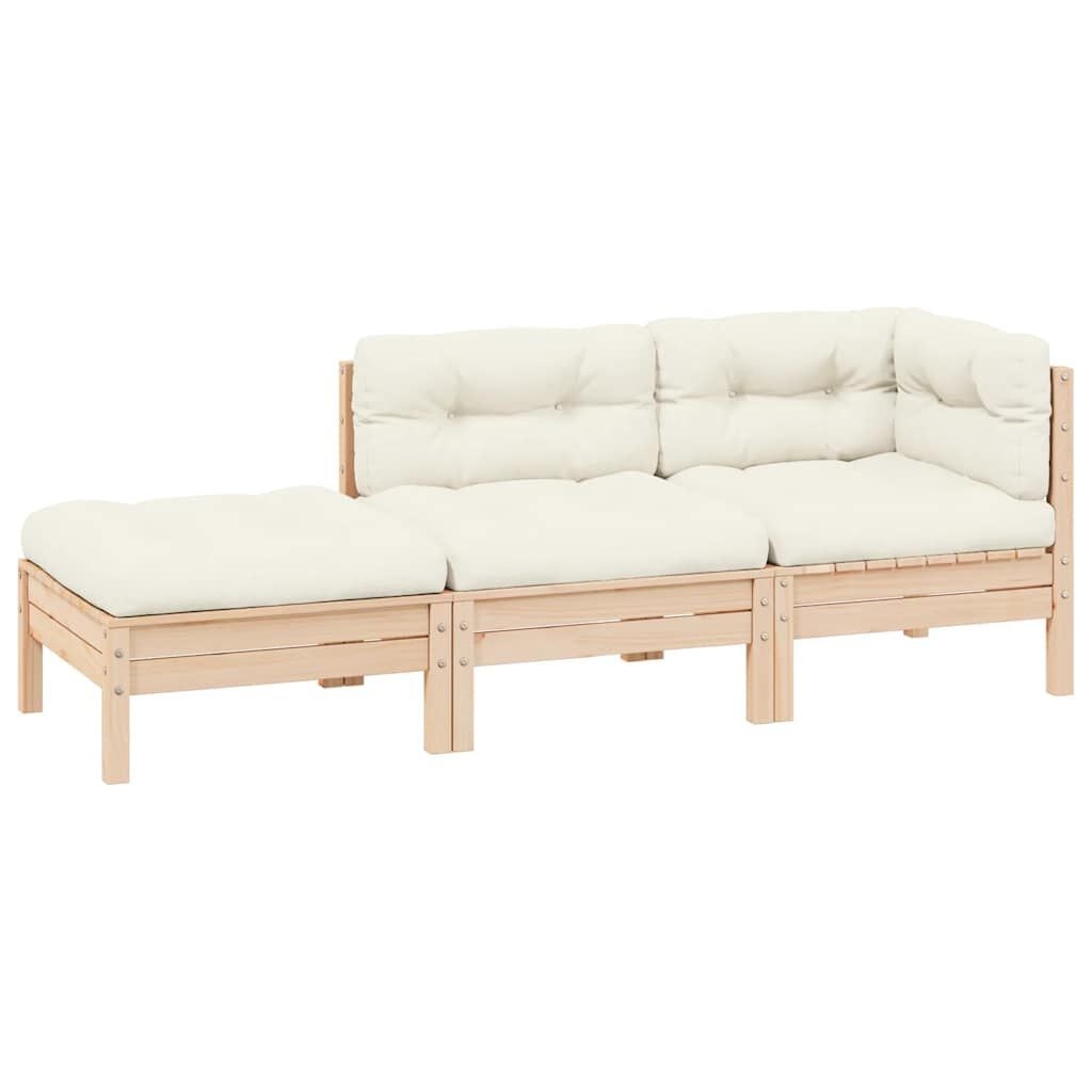 vidaXL Loungeset Grenenhout Crèmekleurige Kussens - 35% Korting