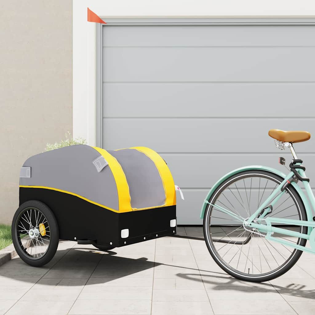 VidaXL Fietstrailer 45 kg IJzer Zwart/Geel - 34% Korting!