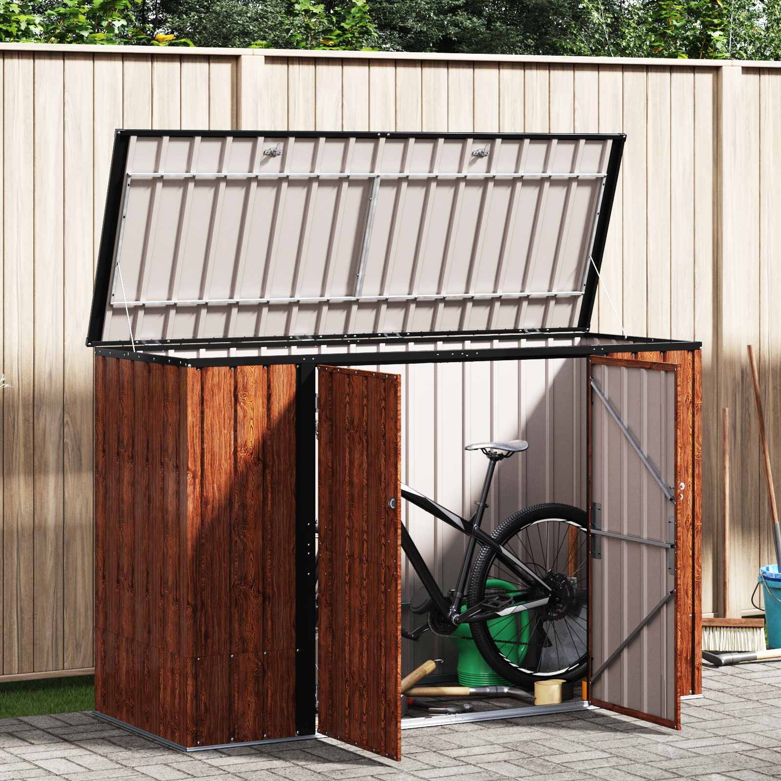 Bruine Stalen Tuinopbergbox 214x82x132 cm - 55% Korting