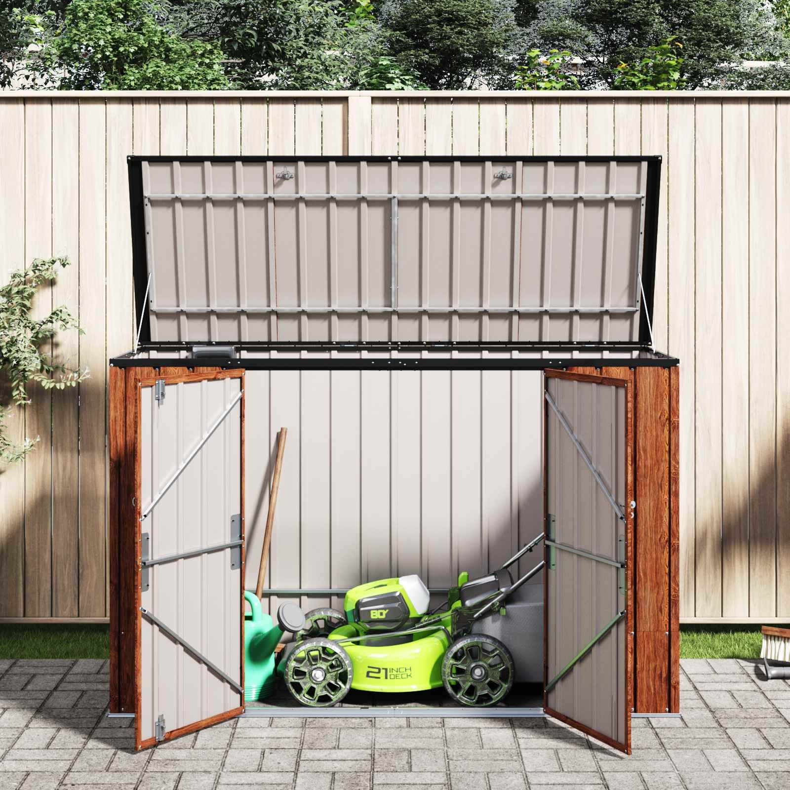 Bruine Stalen Tuinopbergbox 214x82x132 cm - 55% Korting