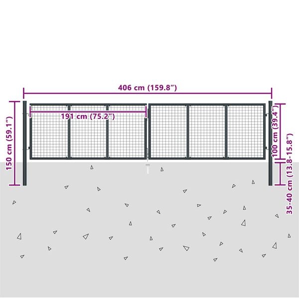 Gegalvaniseerd Stalen Gaaspoort 400x150 cm - 35% Korting!