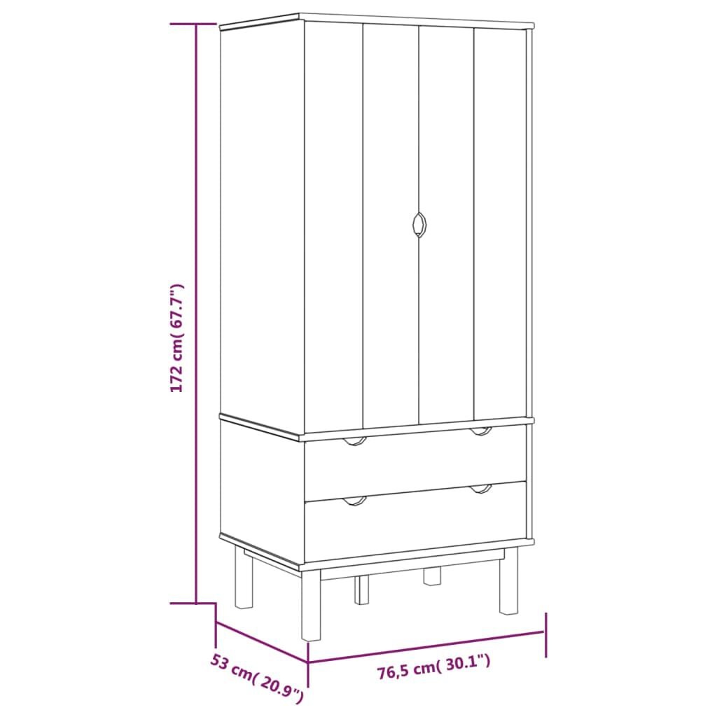 VidaXL OTTA Kledingkast Grenenhout - 76.5x53x172 cm - 60% Korting