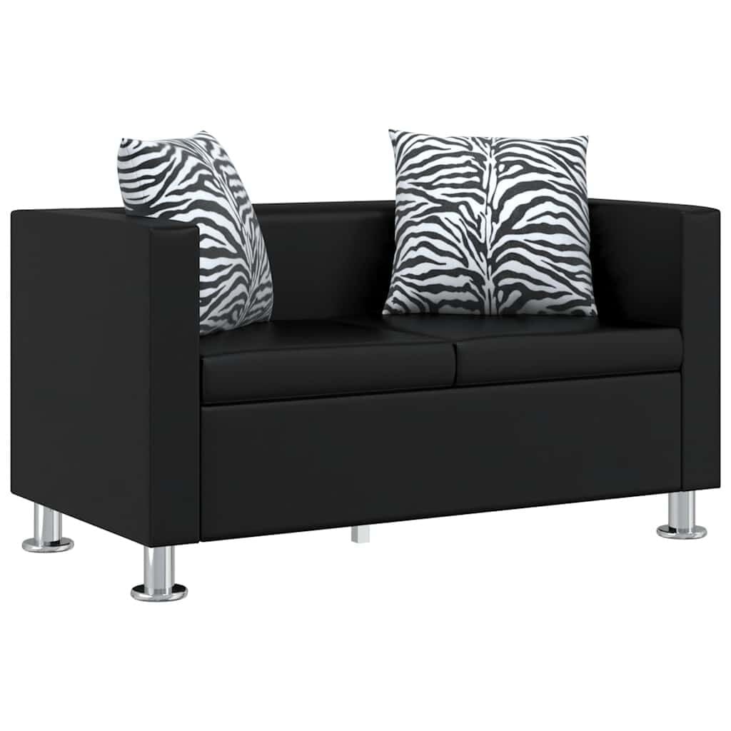 VidaXL Tweezitsbank Kunstleer Zwart - 35% Korting