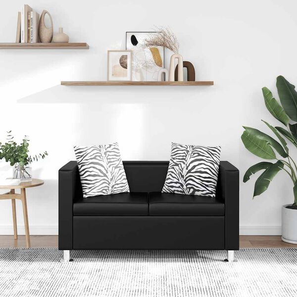 VidaXL Tweezitsbank Kunstleer Zwart - 35% Korting