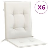 vidaXL Stoelkussens 6 st lage rug 100x50x4 cm stof gemêleerd crème