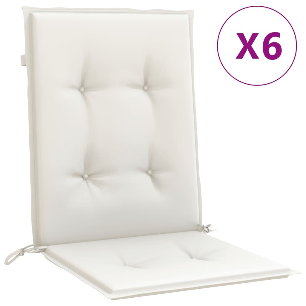 vidaXL Stoelkussens 6 st lage rug 100x50x4 cm stof gemêleerd crème