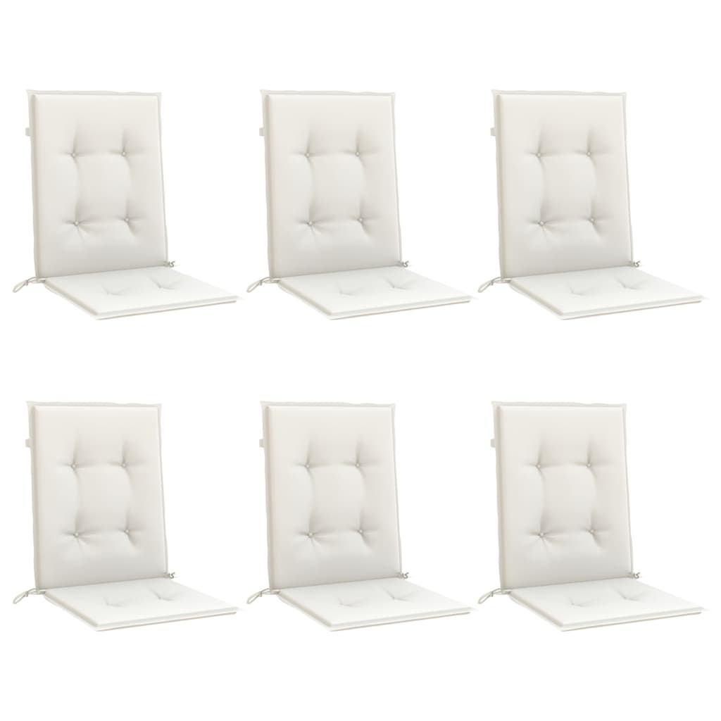 vidaXL Stoelkussens 6 st lage rug 100x50x4 cm stof gemêleerd crème