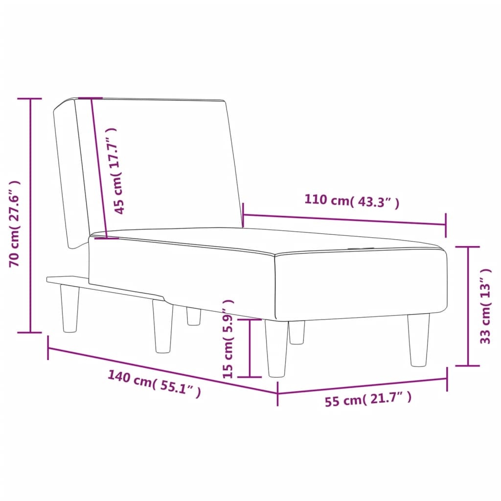 vidaXL Chaise longue stof lichtgrijs