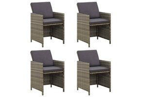 vidaXL Tuinstoelen 4 stuks met kussens, Poly Rattan Grijs - 35% Korting