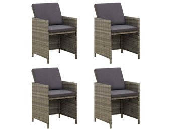 vidaXL Tuinstoelen 4 st met kussens poly rattan grijs