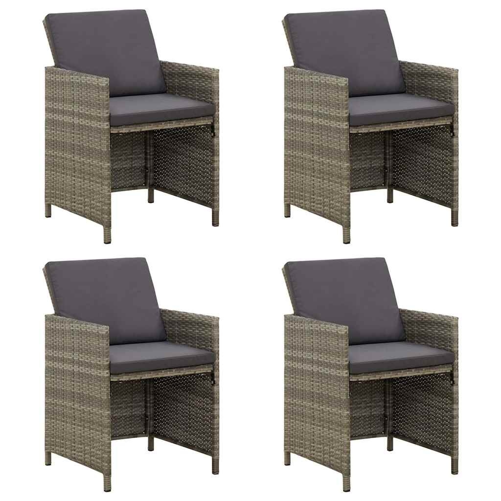 vidaXL Tuinstoelen 4 st met kussens poly rattan grijs
