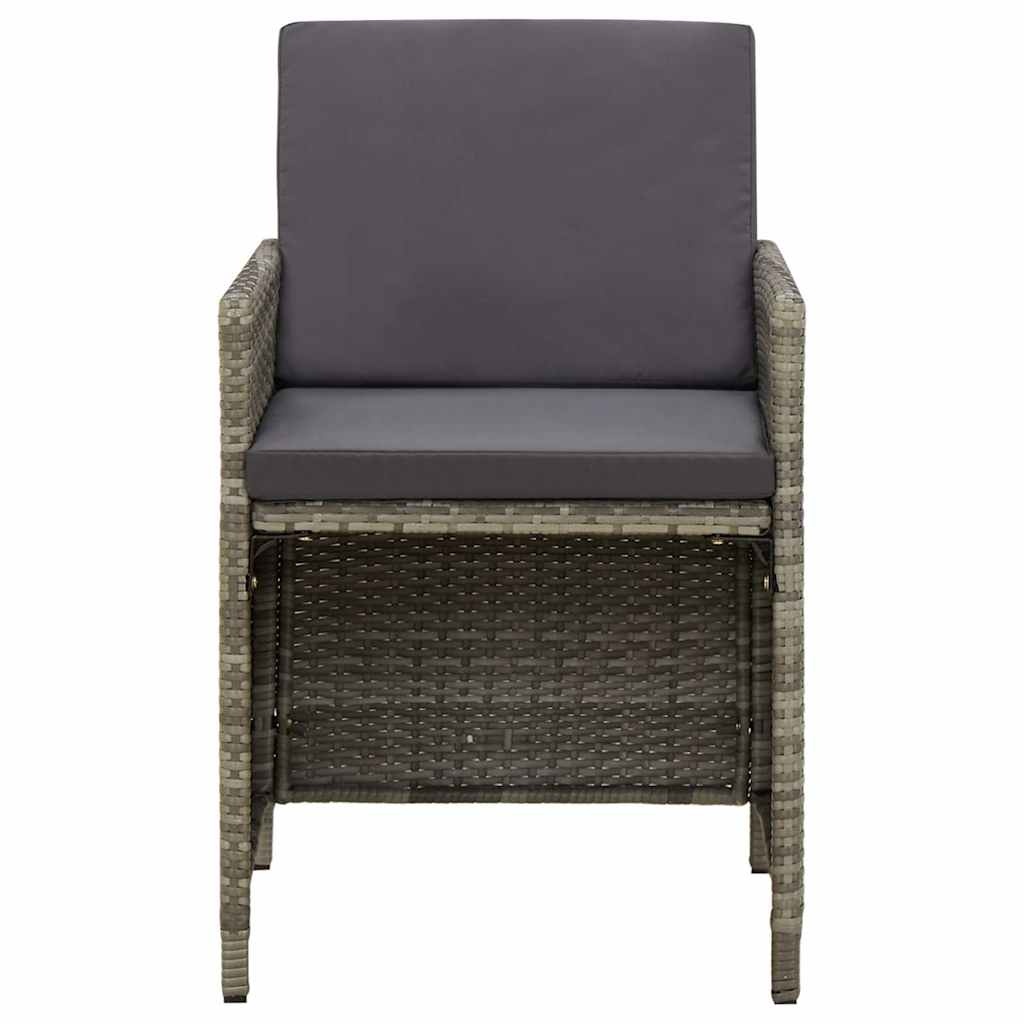 vidaXL Tuinstoelen 4 st met kussens poly rattan grijs