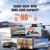 Dakdragers Universeel voor SUV's, Sedans & Bestelwagens met verhoogde zijrails | 120 cm Aluminium | 90 kg draagvermogen | Verstelbaar met sloten