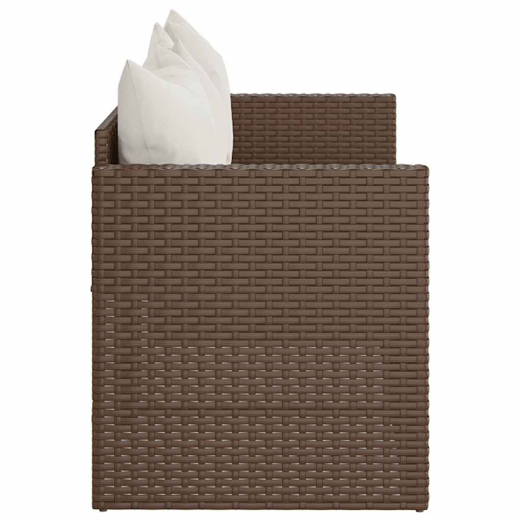 vidaXL Tuinbank 3-zits met kussens poly rattan bruin