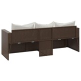 vidaXL Tuinbank 3-zits met kussens poly rattan bruin