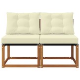 vidaXL 2 st Buitenzitmiddelsofa Massief acaciahout en Textilene Stof