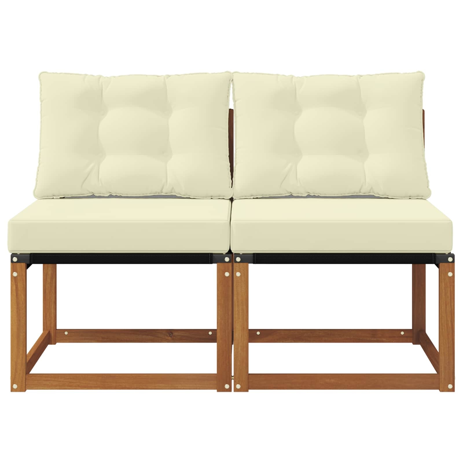 vidaXL 2 st Buitenzitmiddelsofa Massief acaciahout en Textilene Stof