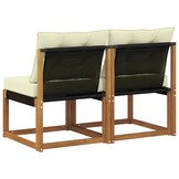 vidaXL 2 st Buitenzitmiddelsofa Massief acaciahout en Textilene Stof