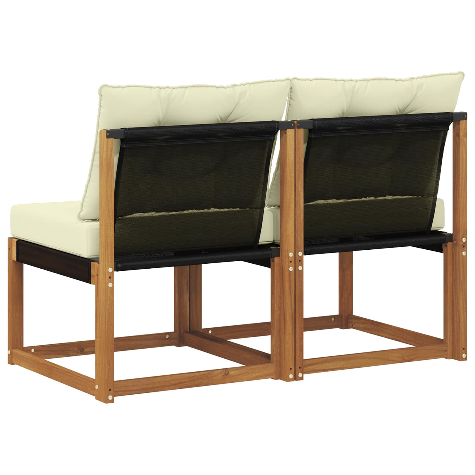 vidaXL 2 st Buitenzitmiddelsofa Massief acaciahout en Textilene Stof