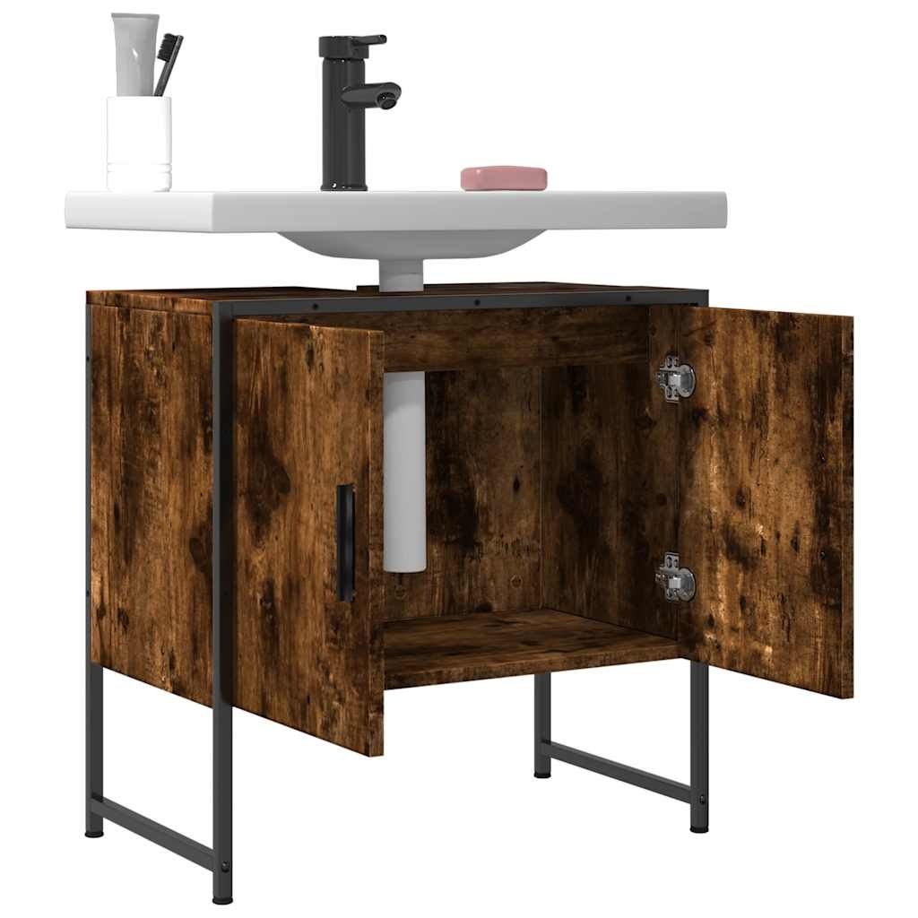vidaXL Badkamerkast 60x33x60 cm bewerkt hout gerookt eikenkleurig