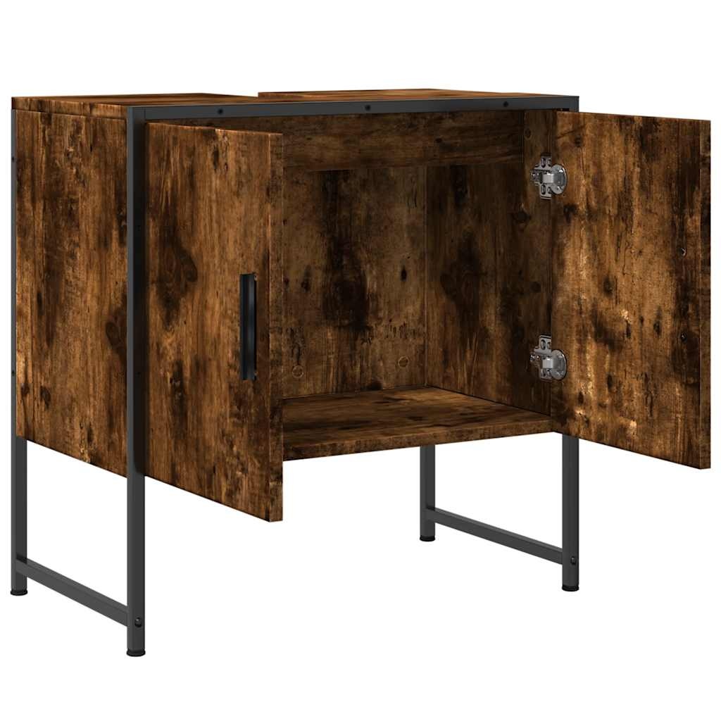 vidaXL Badkamerkast 60x33x60 cm bewerkt hout gerookt eikenkleurig