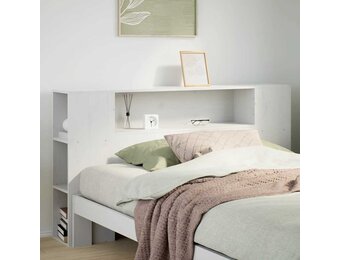 vidaXL Hoofdbord met opbergruimte 135 cm massief grenenhout wit