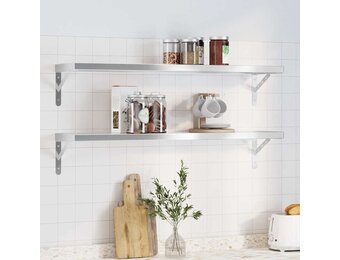 vidaXL Wandschappen 2 st 100x23,5 cm roestvrijstaal zilverkleurig