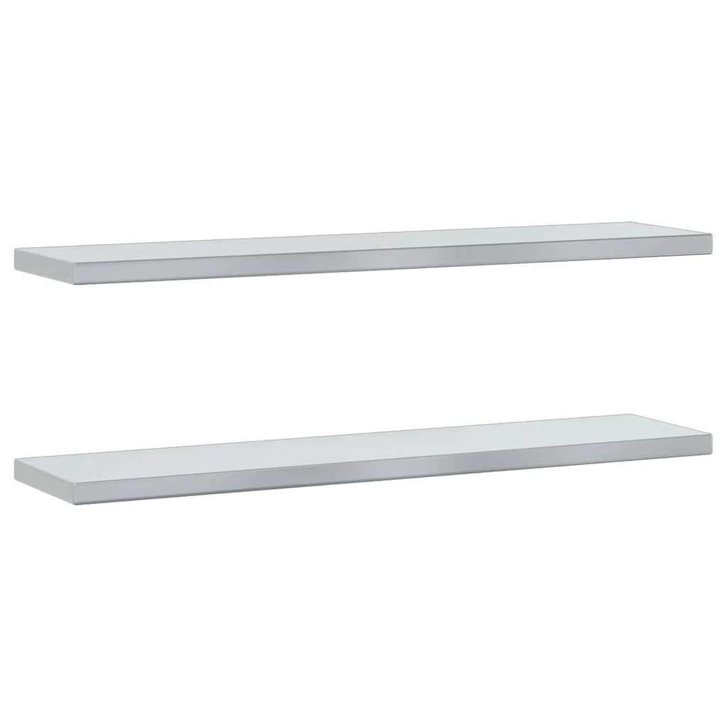 vidaXL Wandschappen 2 st 100x23,5 cm roestvrijstaal zilverkleurig
