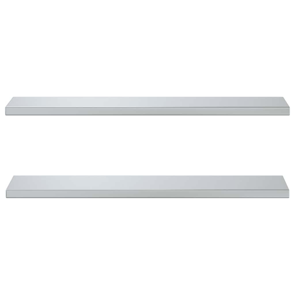 vidaXL Wandschappen 2 st 100x23,5 cm roestvrijstaal zilverkleurig