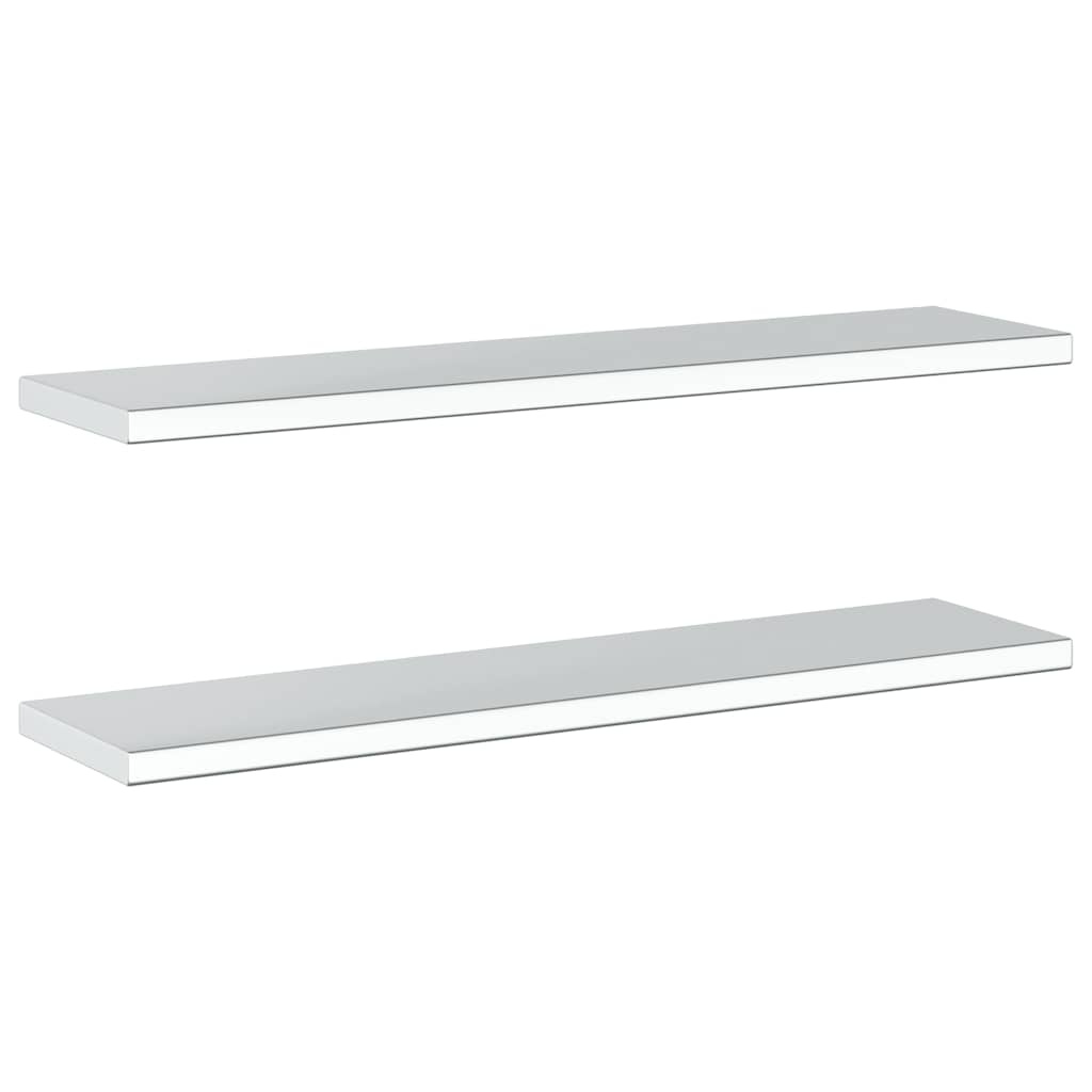 vidaXL Wandschappen 2 st 100x23,5 cm roestvrijstaal zilverkleurig