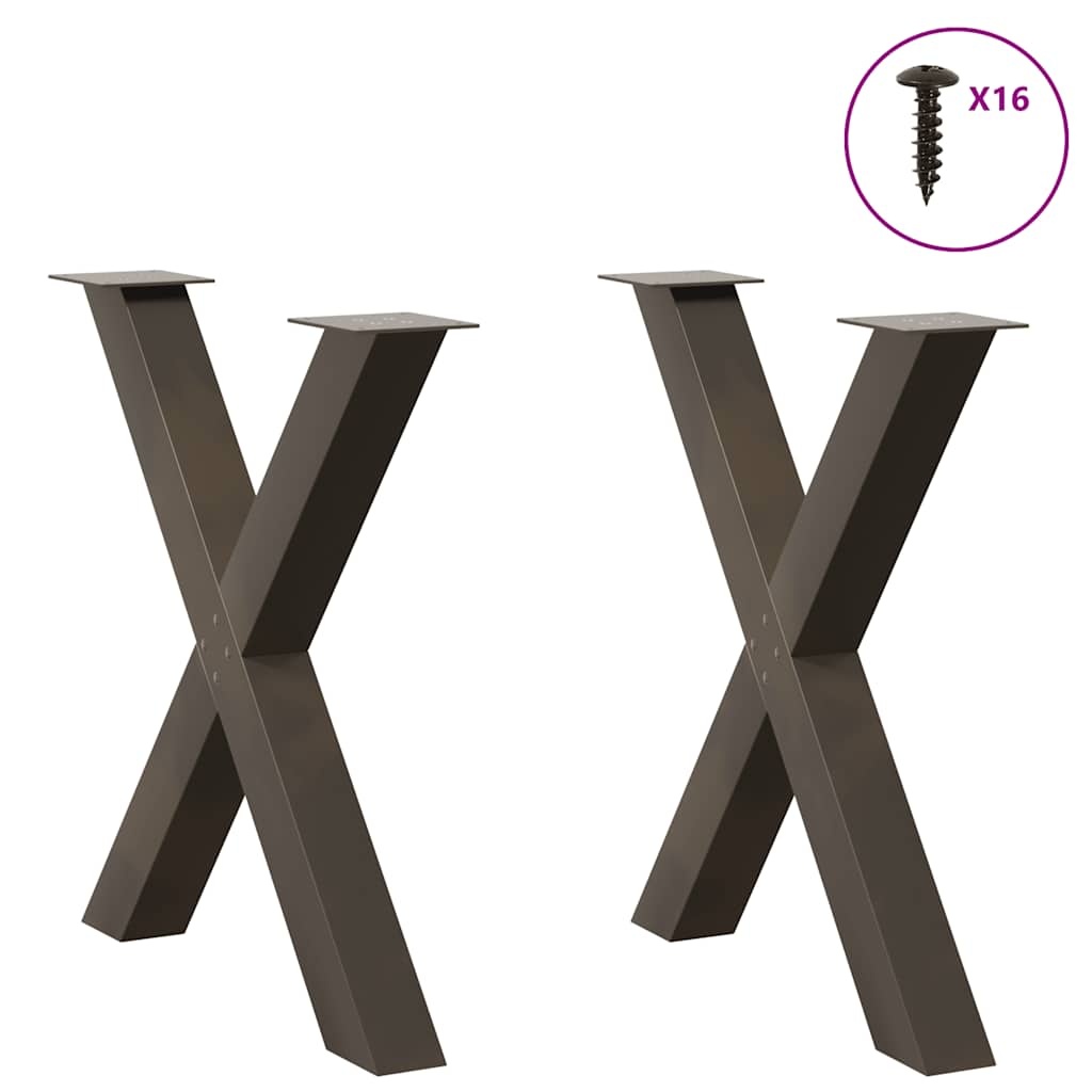 vidaXL Eettafelpoten 2 st X-vormig 70x(72-73) cm staal naturel