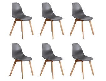 Eetkamerstoelen KITO - set van 6 eettafel stoelen - grijs