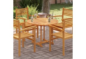 Massief Teakhouten Tafelblad 90cm Rond - 54% Korting
