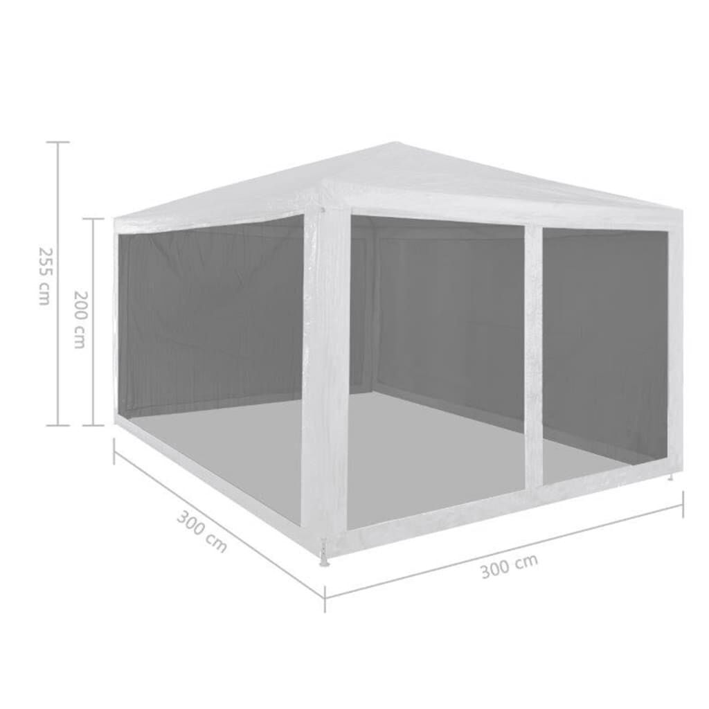 vidaXL Partytent met 4 mesh zijwanden 3x3 m