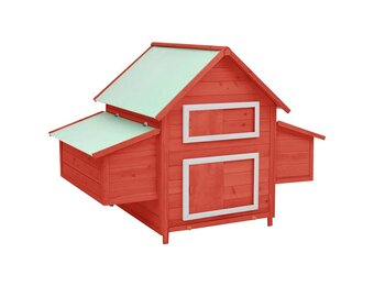 vidaXL Kippenhok 150x96x110 cm massief vurenhout rood en wit