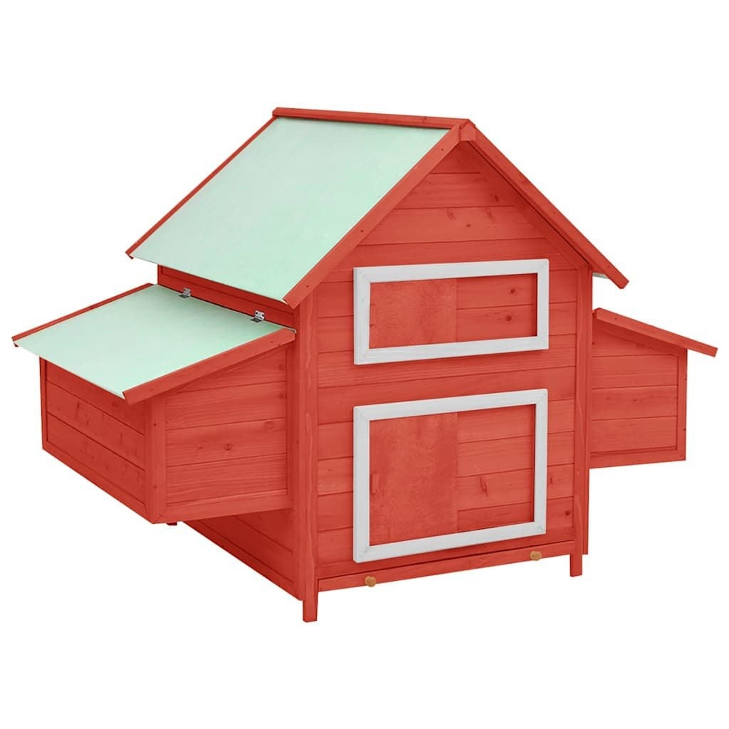 vidaXL Kippenhok 150x96x110 cm massief vurenhout rood en wit