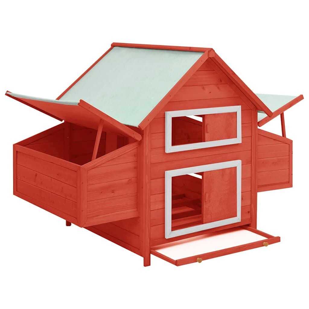 vidaXL Kippenhok 150x96x110 cm massief vurenhout rood en wit