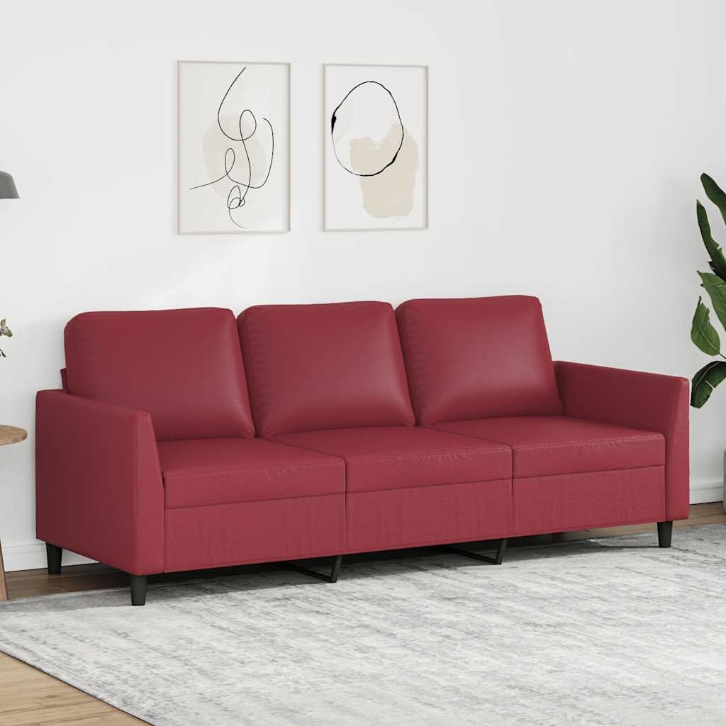 vidaXL Driezitsbank 180 cm kunstleer wijnrood