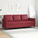 vidaXL Driezitsbank 180 cm kunstleer wijnrood