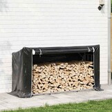 vidaXL Haardhoutrek met regenhoes 100x40x200 cm gegalvaniseerd staal